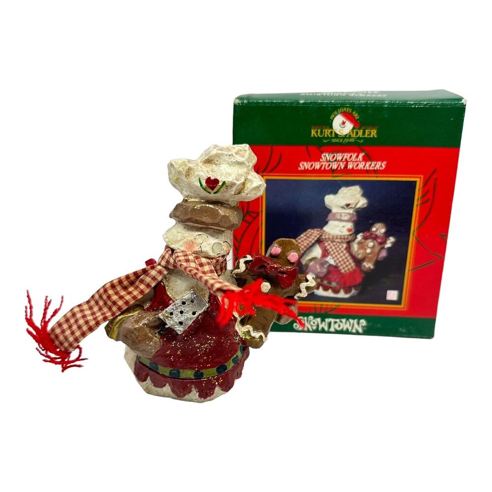 Kurt Adler Snowfolk Snowtown Workers Snowman Baker Gingerbread Man *Read*‎
